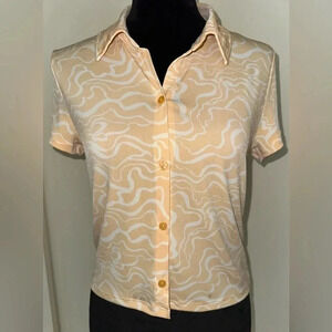 Abercrombie & Fitch Hippie Retro Button Up Collared Cropped Tee Size M - NWT